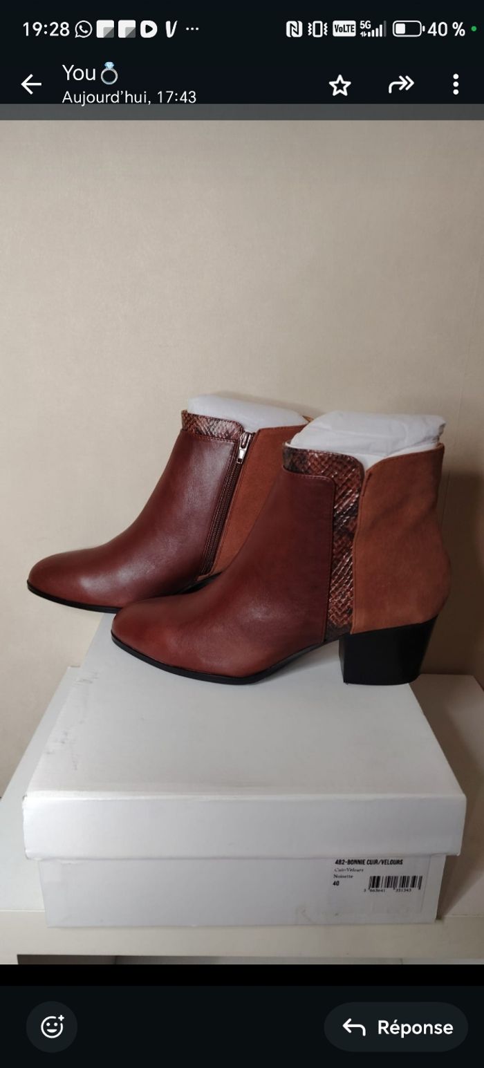 Bottines cuir velours - photo numéro 3