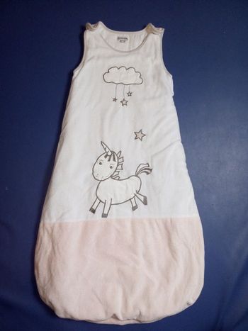 Turbulette, gigoteuse bébé fille 94 cm  tog 3 hiver, motif licorne rose, blanc, nuage, règlable jusqu'à 24 mois, 3 ans