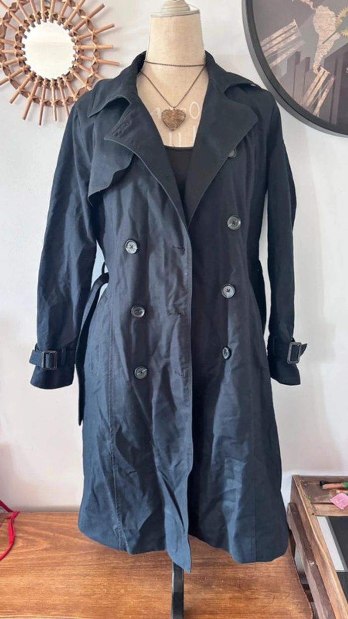 💕 long trench noir taille 40 L #mango - photo numéro 2