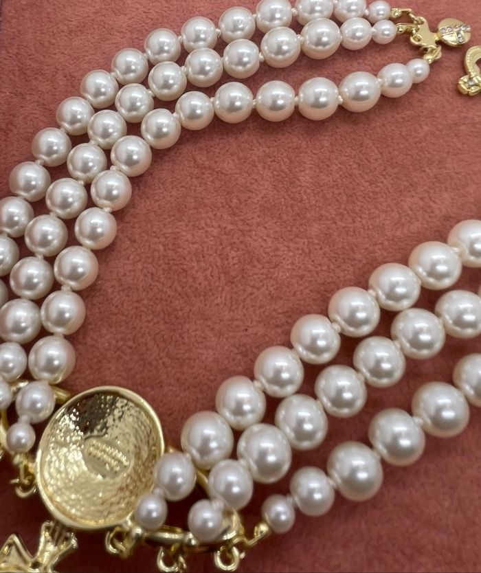 Collier triple rangs doré perle - photo numéro 6