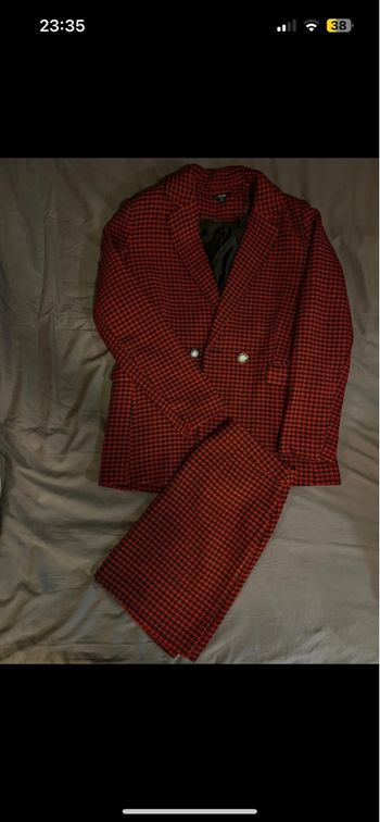 Ensemble tailleur pied de poule rouge & noir - Kiabi