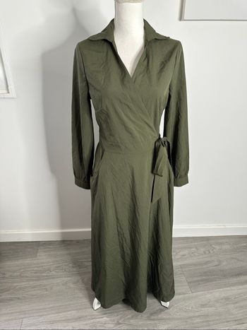 Robe longue portefeuille kaki Vintage T38 M