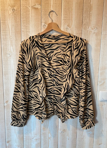 Blouse zébrée beige & noire H&M Divided – Taille 36 🦓