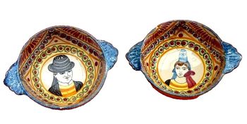 2 anciens bols à oreilles  Faïence Henriot Quimper N°89