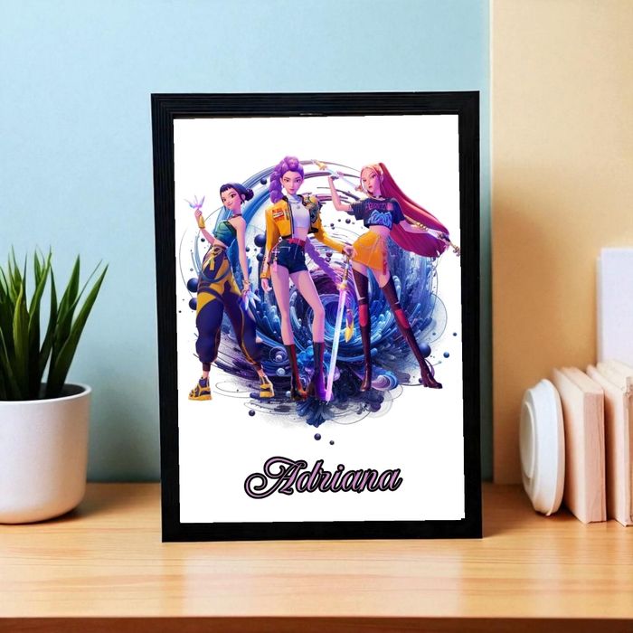 Cadre noir personnalisé avec prénom au choix Kpop Demon Hunter  neuf sous emballage format 24x32cm.