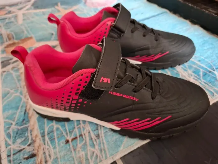Baskets Athlétisme p36 noir et rose lacets scratchs - photo numéro 5