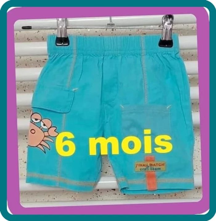 Short turquoise motif crabe Taille 6 mois