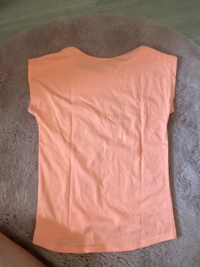 TEE shirt fille orange fluo perroquet - photo numéro 2