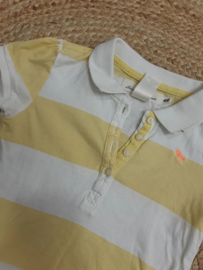 Tee shirt blanc/jaune H&M 5/6 ans - photo numéro 2