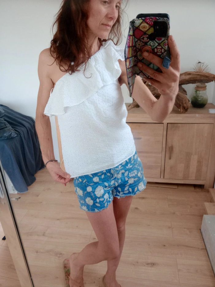 Top femme s épaule dénudée type broderie anglaise c84 - photo numéro 6