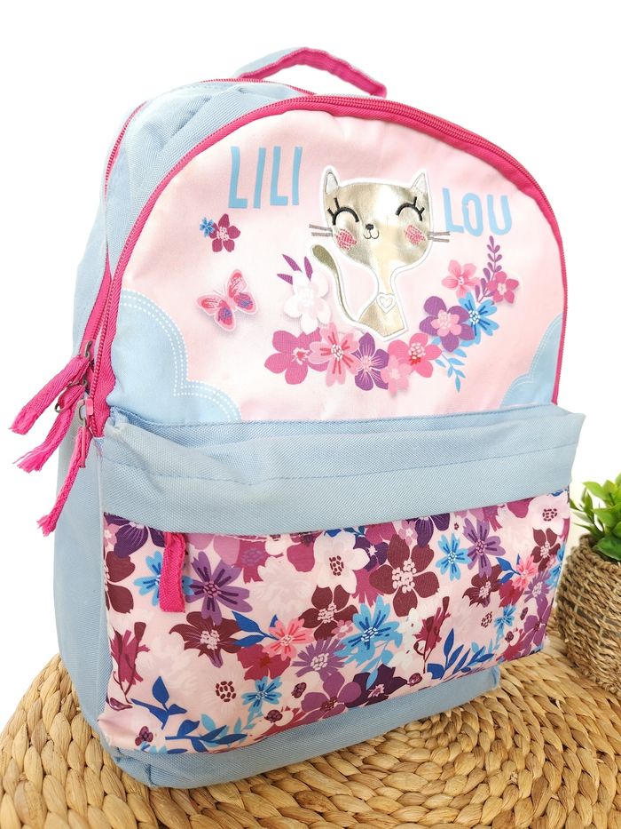 Cartable, Sac à dos 2 Compartiments Lililou Fleurs - photo numéro 2