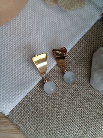 Boucles d'oreilles en perles de sélénite naturelle