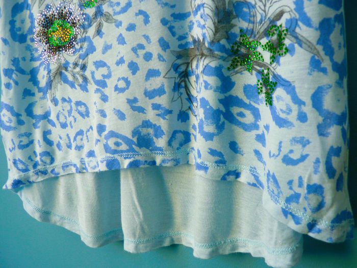 T-shirt Femme Replay XS 34 TBE bleu imprimé manches courtes