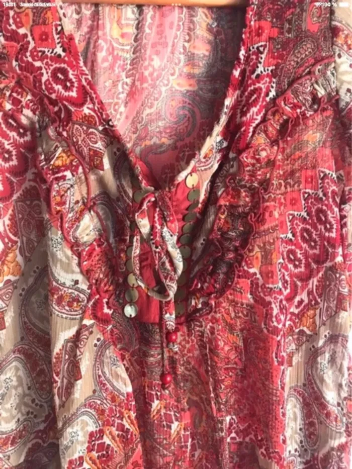 Blouse Armand Thierry rouge à imprimés cachemires - photo numéro 5