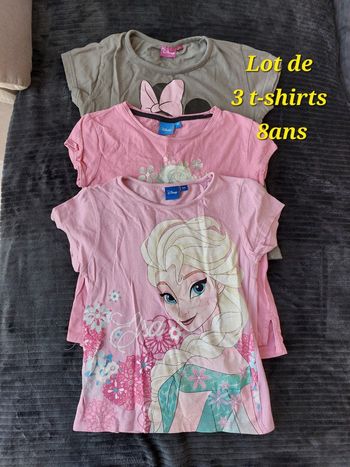 Lot de 3 t-shirts manches courtes 👧 Disney 8ans