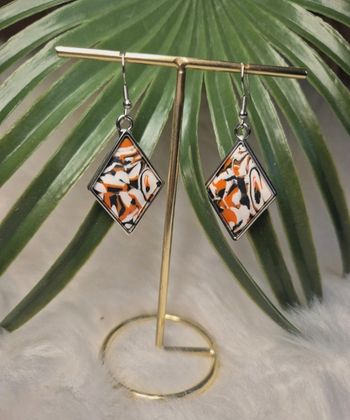Boucles d’oreilles losange en pâte polymère  #Bijoux #Créations #PâtePolymère