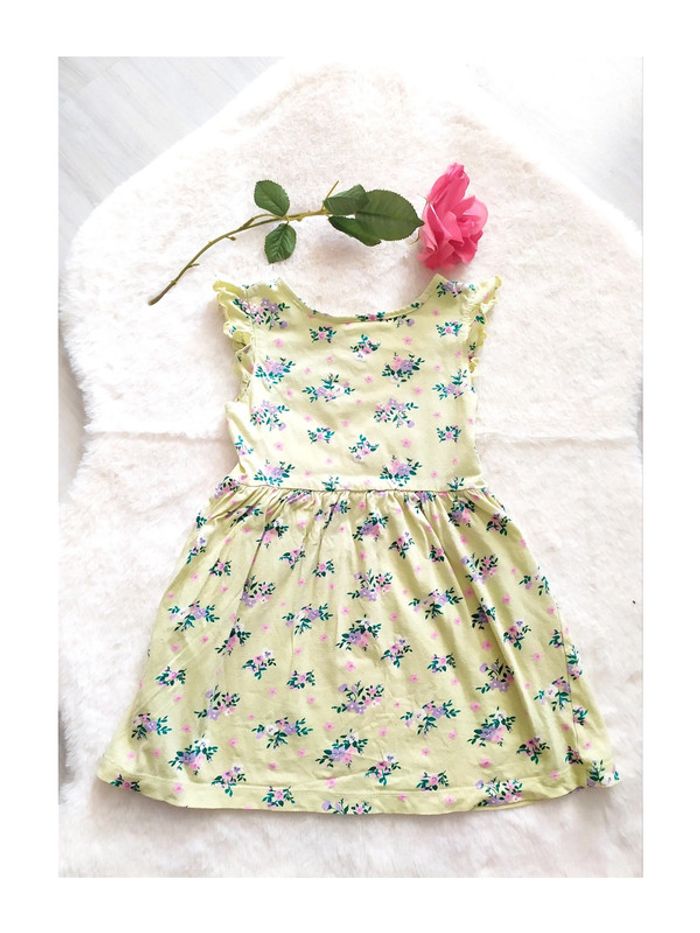 Robe été vintage coton jaune fleurs fille 3-4 ans 98-104 cm style rétro champêtre - photo numéro 3