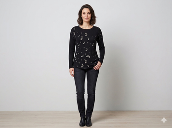 Pull noir imprimé notes de musique taille 38 sommer Hill