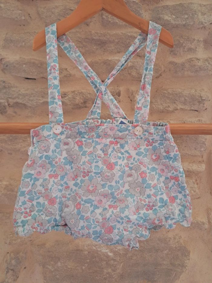 Neuf 🏷 Bloomer / short à bretelle Jacadi liberty betsy 12m - photo numéro 2