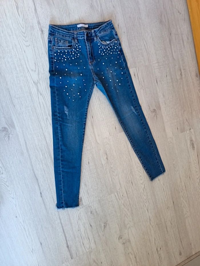Pantalon jeans slim T36 S femme perle tbe gemo - photo numéro 4