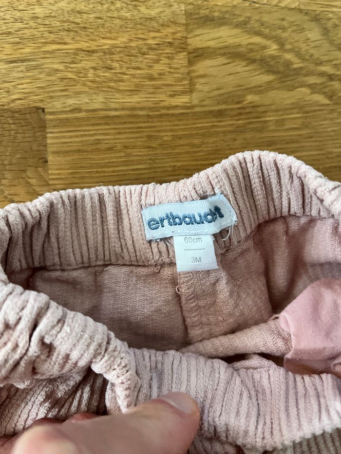 Pantalon Vertbaudet rose en velours 3 mois - photo numéro 2