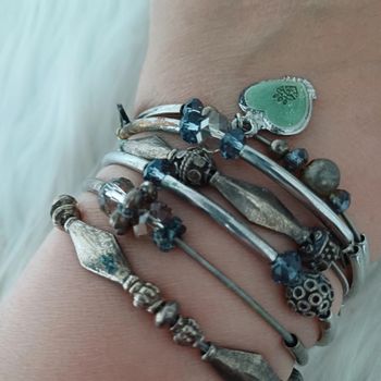 6 bracelets élastiques en métal argenté