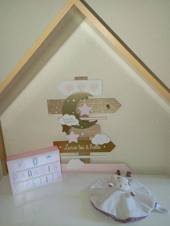 Doudou réversible ours chien  rayures bleu et rouge