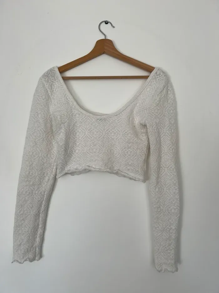 Top manches longues crochet femme Bershka