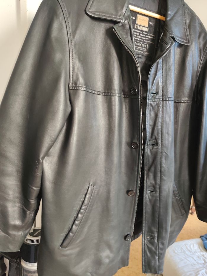 Veste en cuir noir pour homme - photo numéro 4