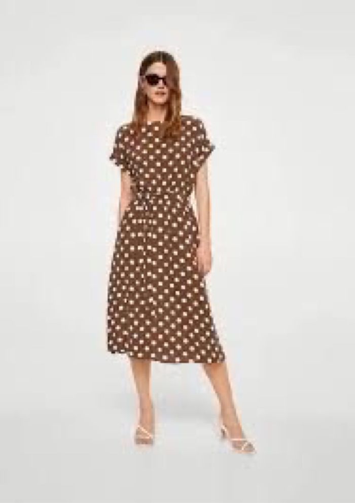 Robe mi longue à pois marron - photo numéro 3