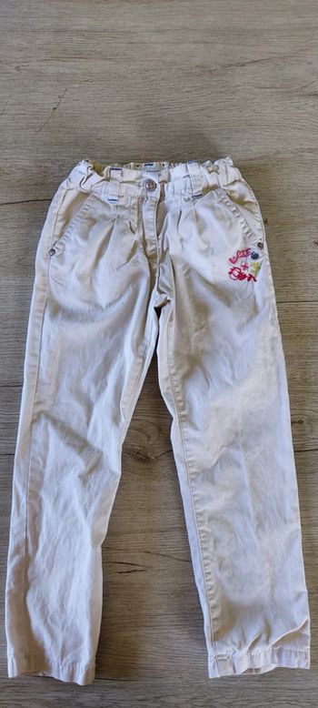 Pantalon beige, en toile, avec dessin, La compagnie des petits, taille 4 ans