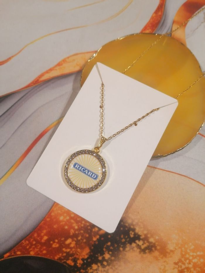 Collier strass ricard doré - photo numéro 2