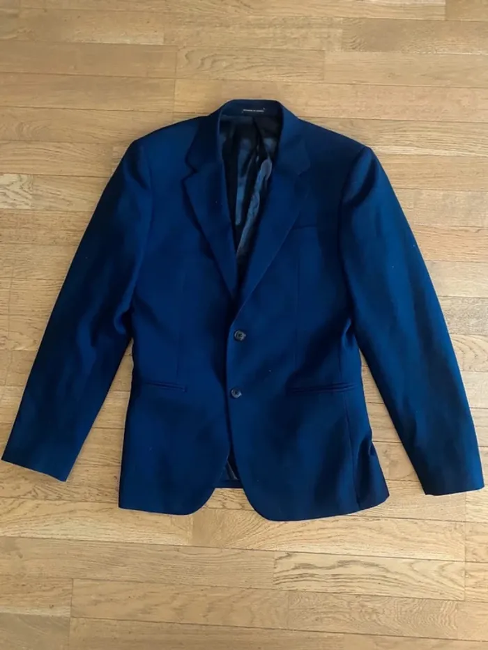 Blazer veste de costume en laine bleu marine Reiss 38 inches / taille 48 - photo numéro 2