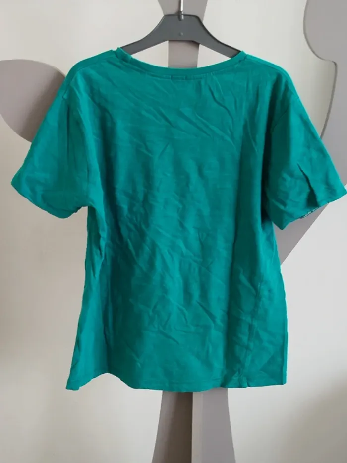 Tee-shirt manches courtes bleu vert Kiabi taille 12 ans - photo numéro 2