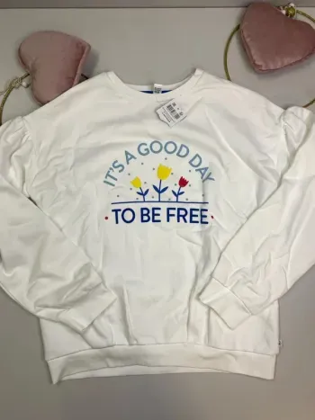 Sweat fille - blanc - neuf - Okaïdi - Taille 12 ans