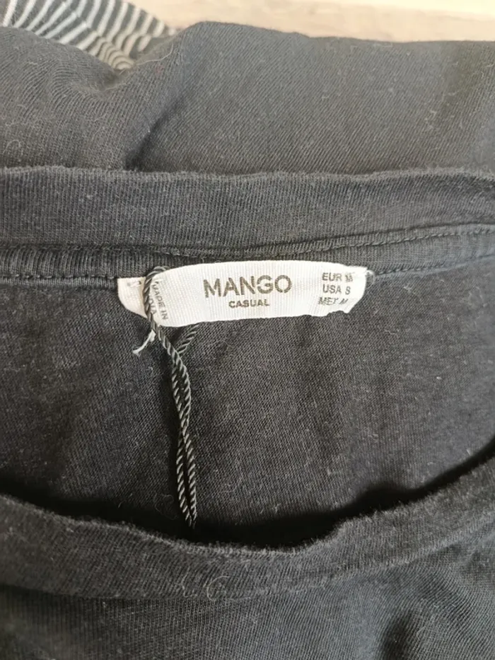 T-shirt aigle noir brodé manches courtes Mango taille M - photo numéro 3