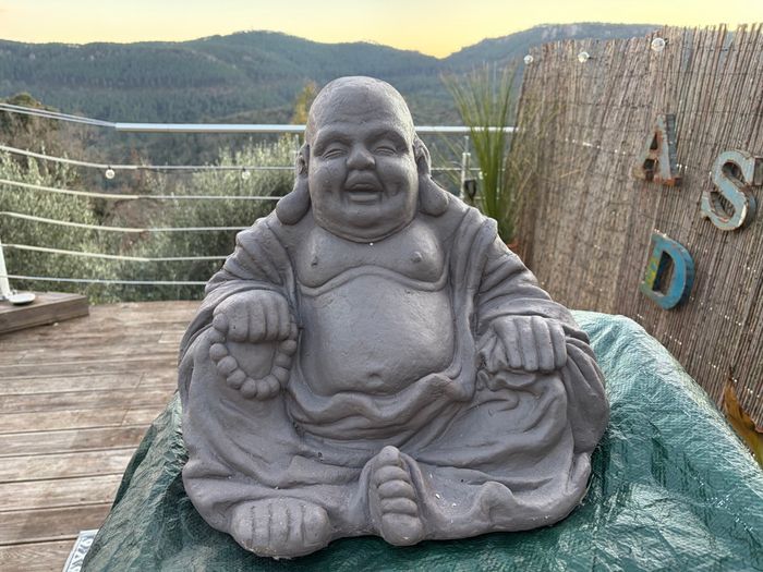 Buddha assis Gris Zen décorationde jardin 42x42x 33cm - photo numéro 6