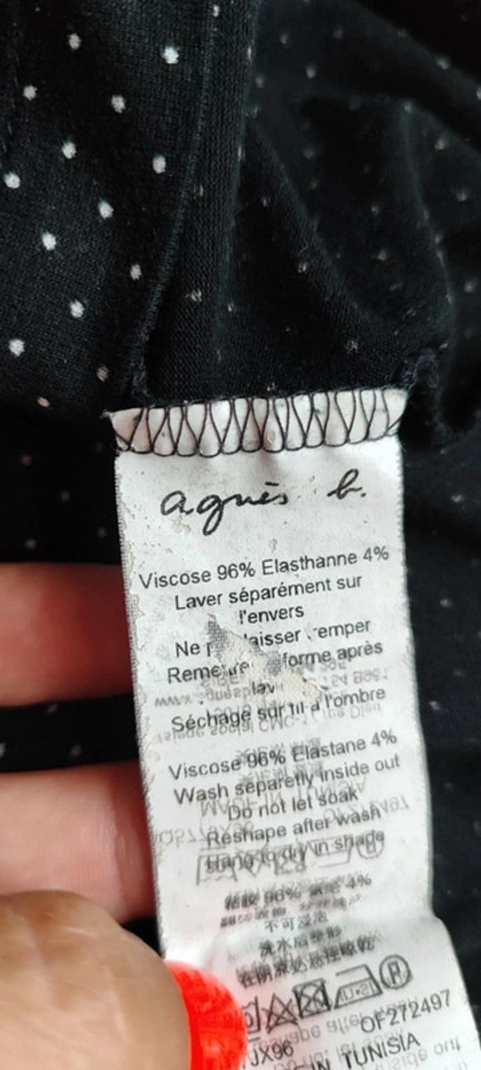 Robe noir à pois blanc Agnès B taille 2 moulante manches 3/4 - photo numéro 7