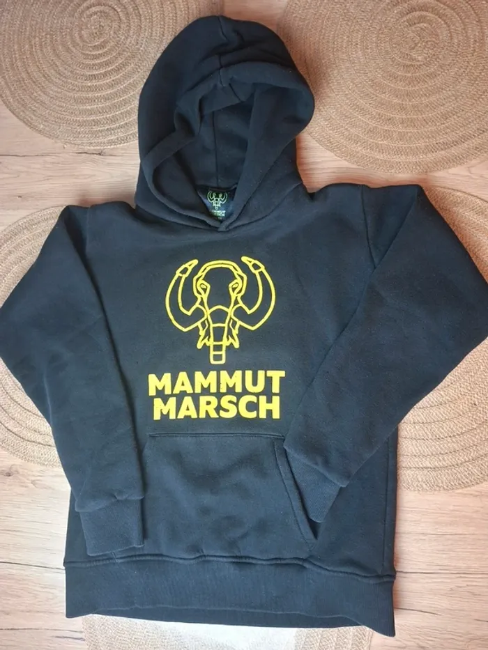 Sweat à capuche Mammutmarsch noir logo jaune - photo numéro 2