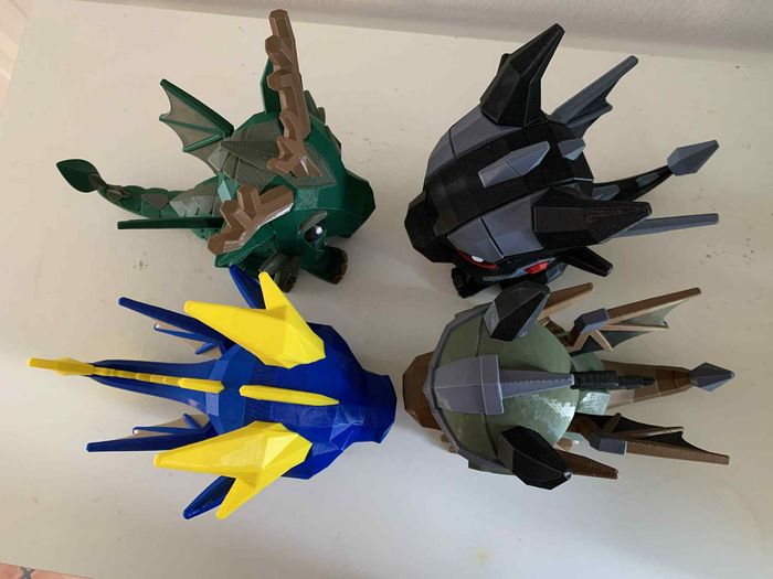 Lot de 4 dragons fantasy – Figurines décoratives – Impression 3D multicolore - photo numéro 3