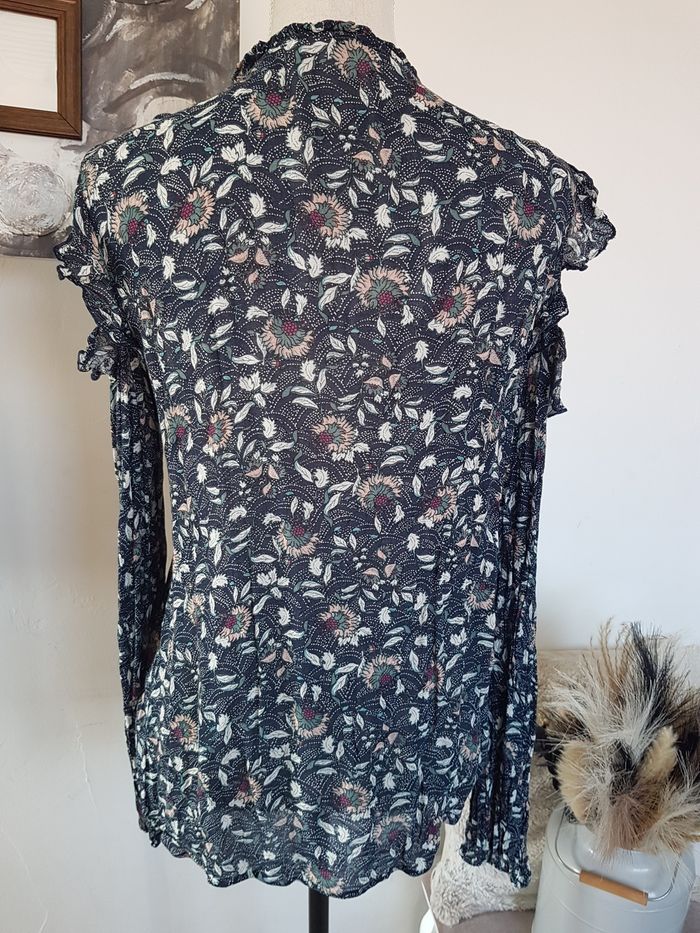 Blouse manches longues tons verts. Promod. Taille 42, 51cm aux aisselles, 62cm de haut. - photo numéro 4