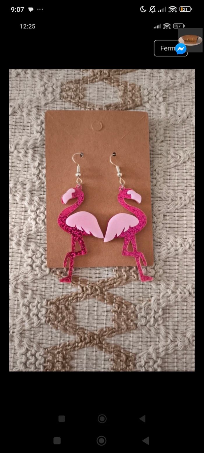 Boucles d'oreilles flamant rose