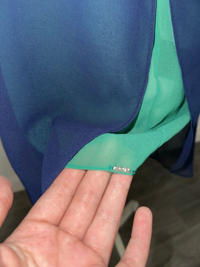 Blouse tunique asymétrique Cop Copine bleue et verte T40 L - photo numéro 3