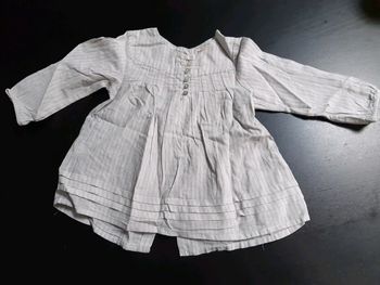 Tunique boutchou rayée bleu marrin blanc vintage bébé fille 18 mois neuf