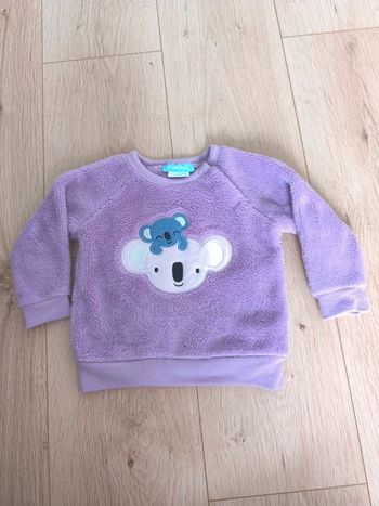 Pull chaud et doux fille koalas mauve Pekkle - 12-18 mois