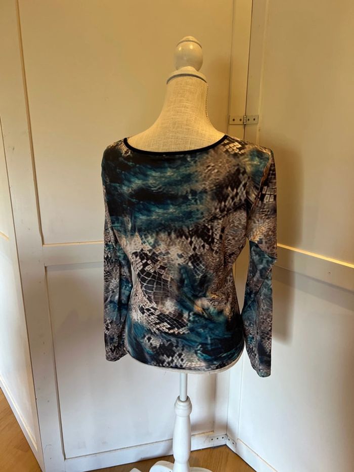 Blouse femme taille 42 bleu et marron - photo numéro 2