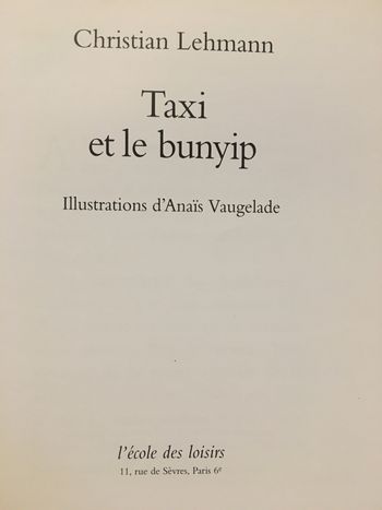 Taxi et le bunyip