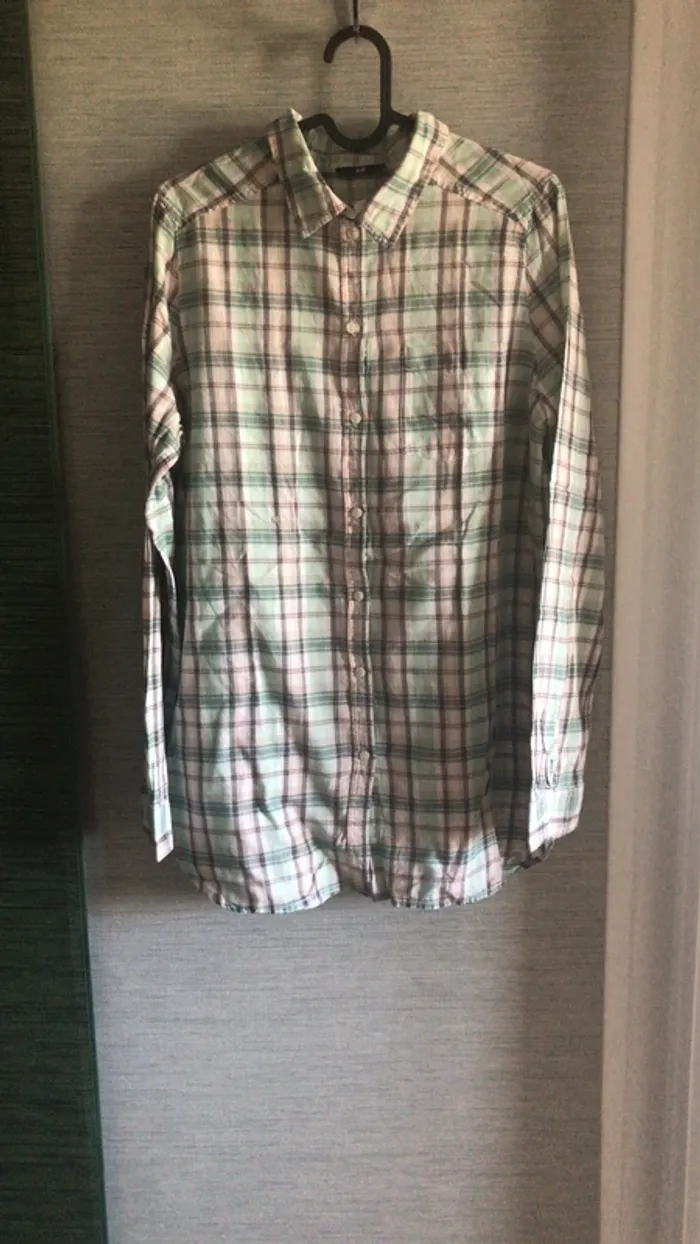Chemise à carreaux verte H&M