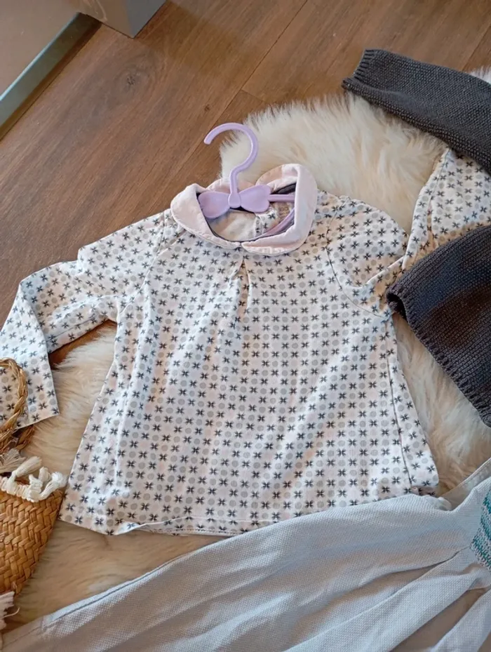 Lot de rentrée Okaïdi obaibi 💖 23 mois 2 ans robe + blouse + cardigan - photo numéro 4