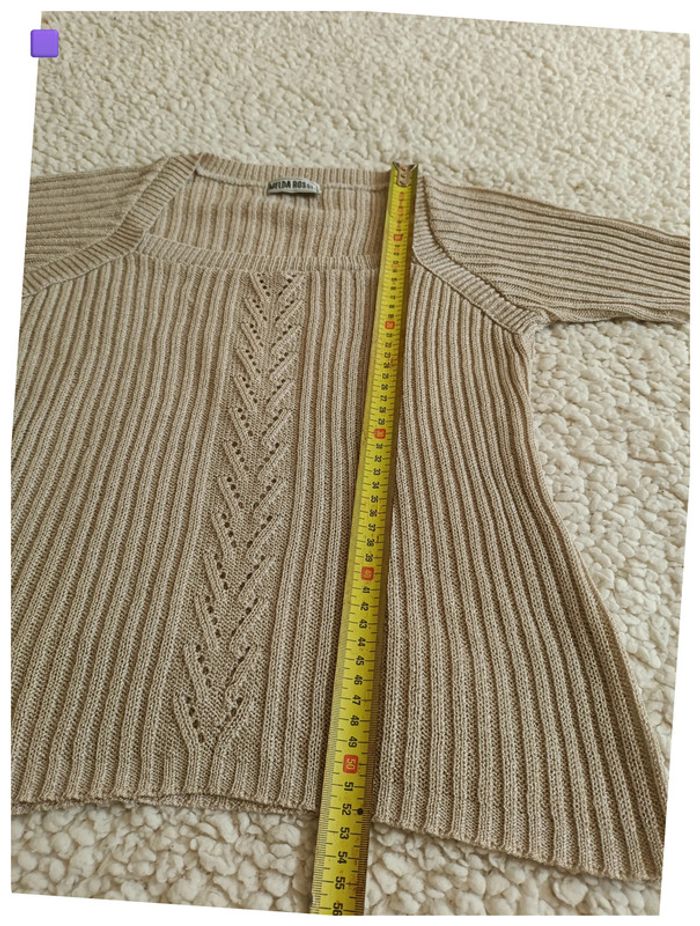 Haut Melda Rossi beige côtelé à manches courtes – style chic maille trame - photo numéro 6